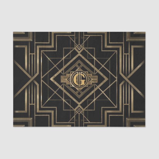 Beautiful Art Deco Gatsby 1920's Monogram Tissue Tissue Paper (Front)