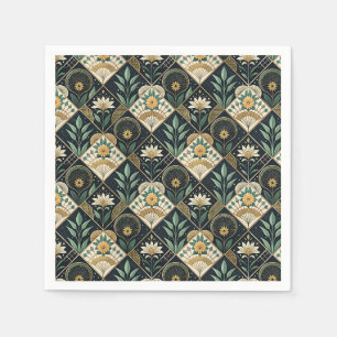 Beautiful Art Deco Gilded Botanical Floral Pattern Napkin