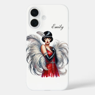 Beautiful Art Deco lady add your name  iPhone 16 Case