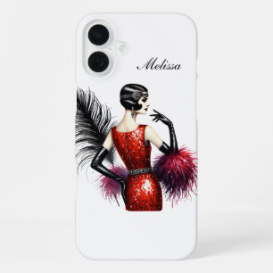 Beautiful Art Deco lady add your name  iPhone 16 Plus Case
