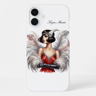Beautiful Art Deco lady add your name  iPhone 16 Plus Case