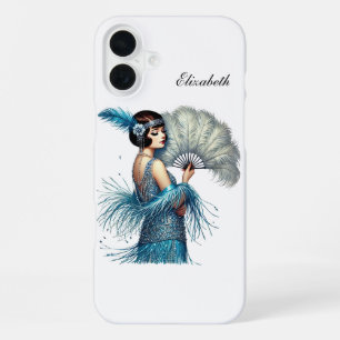Beautiful Art Deco lady add your name  iPhone 16 Plus Case