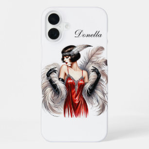 Beautiful Art Deco lady add your name  iPhone 16 Plus Case