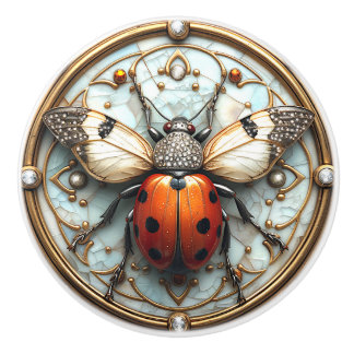 Beautiful, Art Deco Ladybug Ceramic Knob