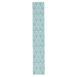 Beautiful,art deco, nouveau,template,teal,white,cu long table runner