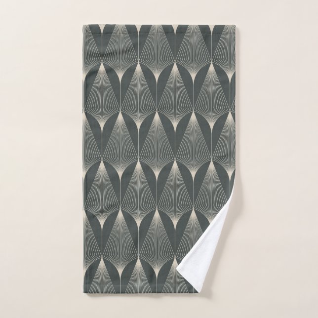 Beautiful,art deco,pattern,grey,beige,1920,retro,c hand towel (Hand Towel)