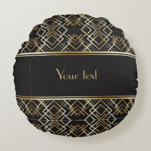 Beautiful,art deco,pattern,grey,beige,1920,retro,c round pillow