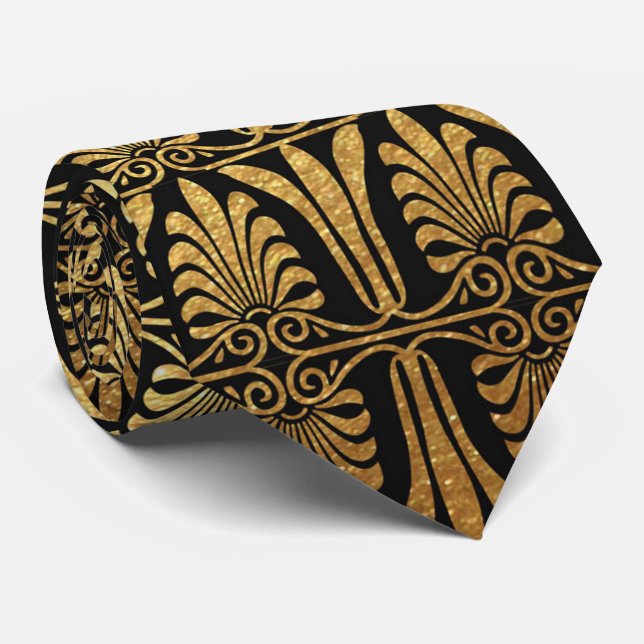Beautiful art decor gold black tie (Rolled)