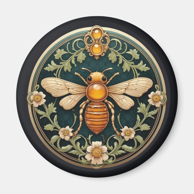 Beautiful Art Nouveau Bee Magnet (Front)