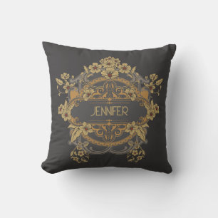 Beautiful Art Nouveau design with flowers  Throw Pillow