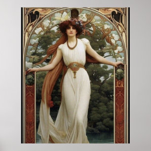 Beautiful Art Nouveau flowers gate Poster