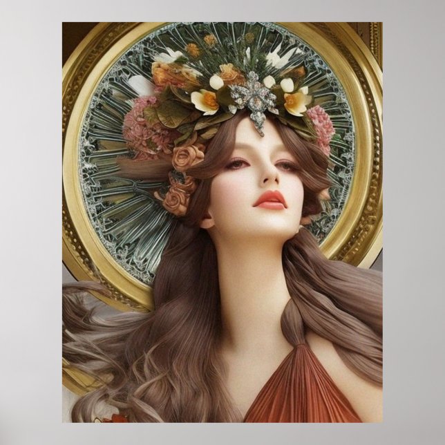 Beautiful Art Nouveau flowers Poster (Front)
