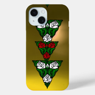 BEAUTIFUL ART NOUVEAU WHITE  RED ROSES TRIANGLE iPhone 15 CASE