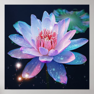 Beautiful Art Water Lily Violets Poster