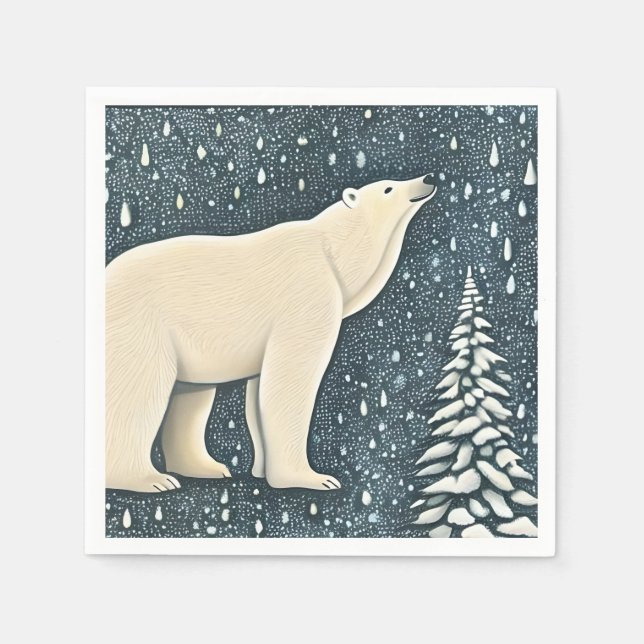 Beautiful Artic Polar Bear Napkin (Front)
