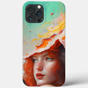 Beautiful Artistic Abstract Red Haired Ginger Girl iPhone 13 Pro Max Case
