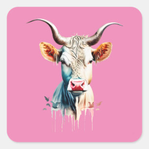 Beautiful Artistic Cow Square Sticker