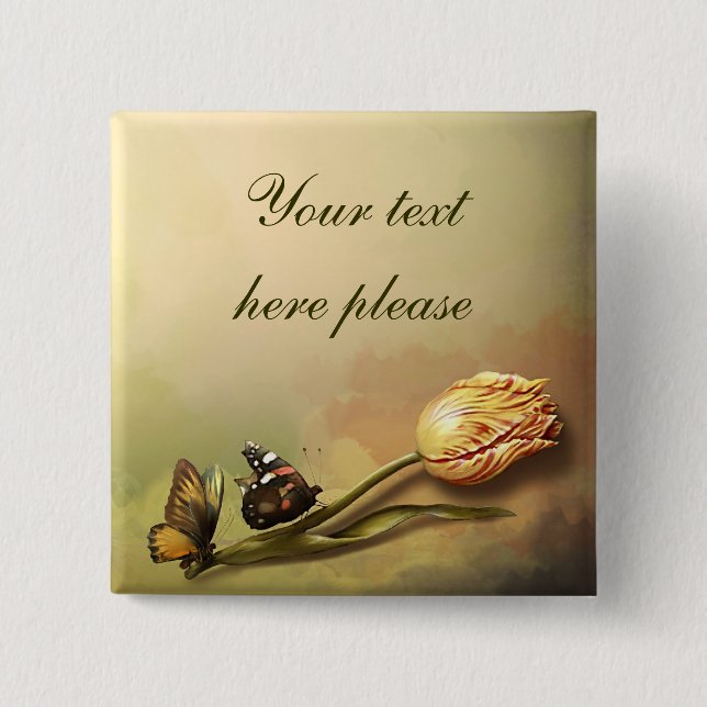 beautiful artistic vintage tulip button (Front)