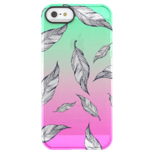Beautiful artsy  Hand Drawn Black White Feathers Permafrost® iPhone SE/5/5s Case