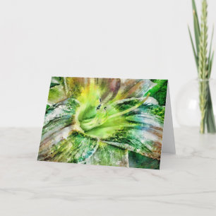 Beautiful Artsy Lily Flower in Green Art Note Card