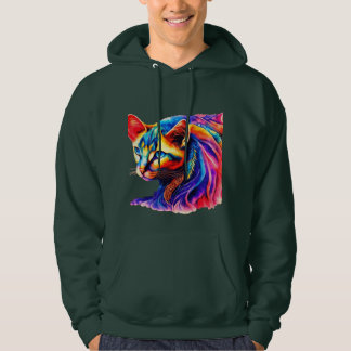 Beautiful artwork of a colourful cat hoodie