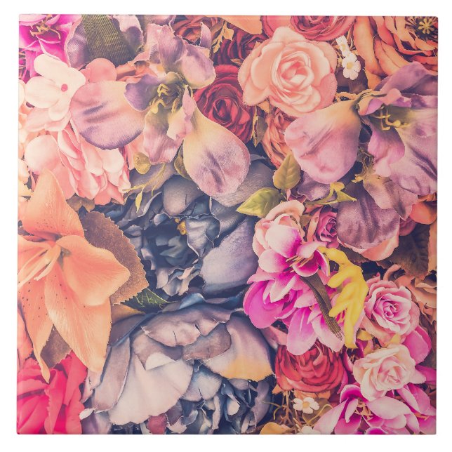 Beautiful Assorted Floral Background Ceramic Tiles (Front)