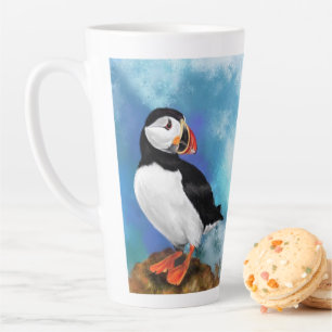 Beautiful Atlantic Puffin Bird - Painting  Latte Mug