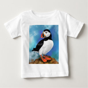 Beautiful Atlantic Puffin Bird Painting Migned  Baby T-Shirt