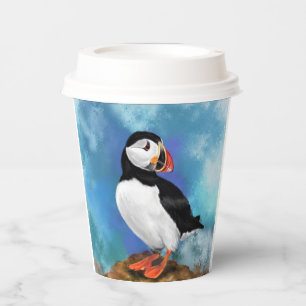 Beautiful Atlantic Puffin Bird - Painting  Paper Cups