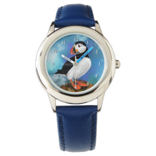 Beautiful Atlantic Puffin Bird Painting Watch