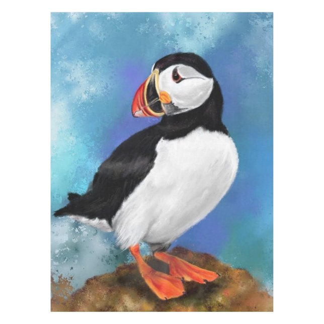 Beautiful Atlantic Puffin Bird Tablecloth (Front)