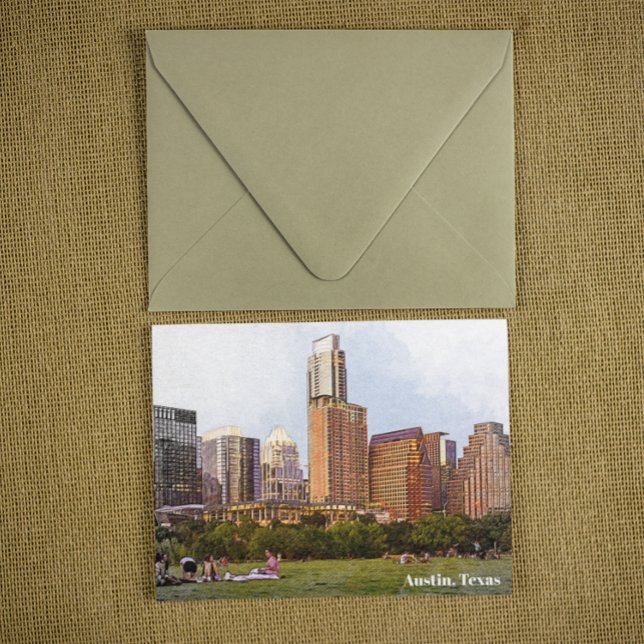 Beautiful Austin Texas Skyline Travel  Postcard (colorful austin texas postcard)