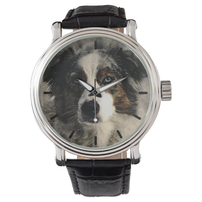 Beautiful Australian Shepard Custom Personalized Watch (Front)