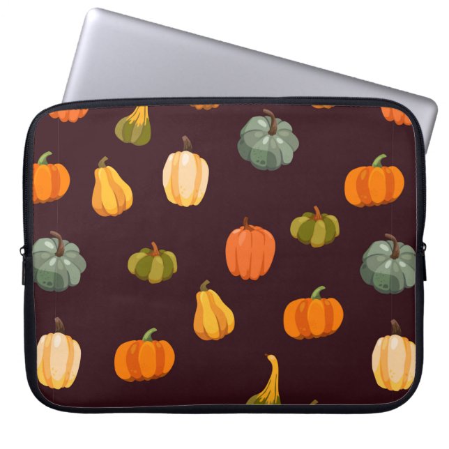 Beautiful autumn background with colourful pumpkin laptop sleeve (Front)