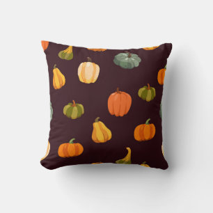 Beautiful autumn background with colourful pumpkin throw pillow