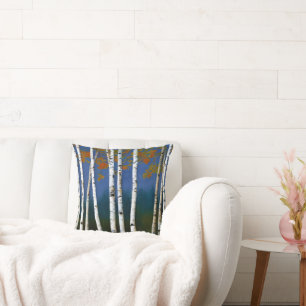 Beautiful Autumn Birch Throw Pillow