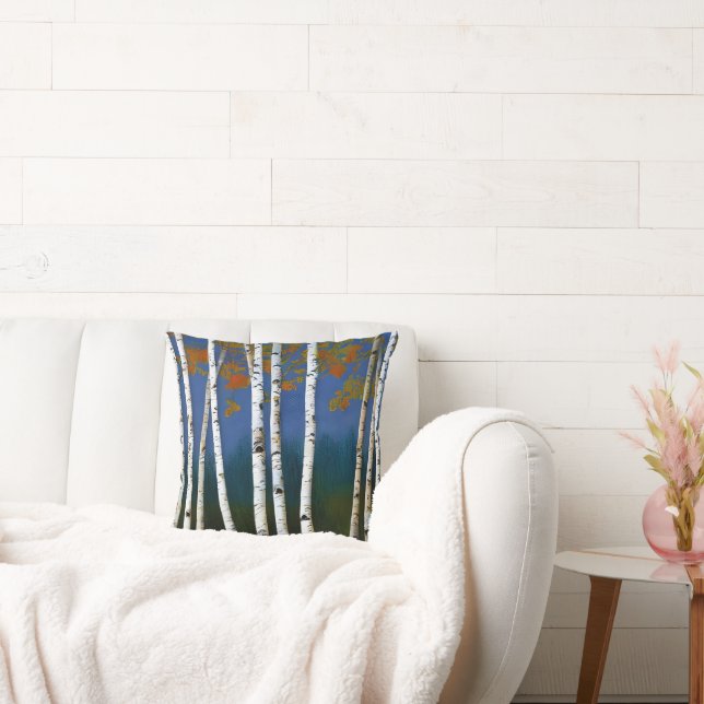 Beautiful Autumn Birch Throw Pillow (Couch)