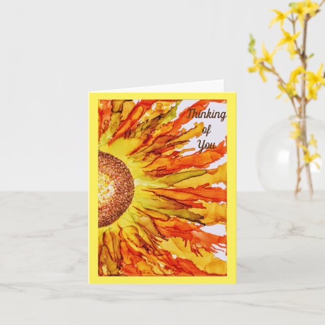 Beautiful, autumn colored Sunflower CARD (Yellow Flower)