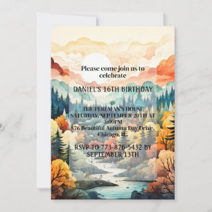 Beautiful Autumn Day Outdoors Birthday Party Invitation