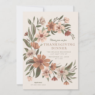 Beautiful autumn/fall floral spray Thanksgiving Invitation