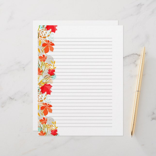 Beautiful Autumn Fall Leaves - Stationery Paper (Front/Back In Situ)