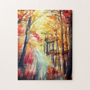 Beautiful autumn, Fall Watercolor Art Jigsaw Puzzle