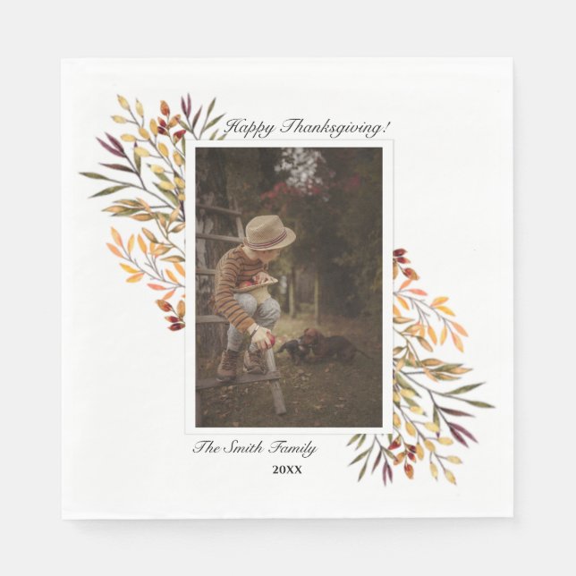 Beautiful Autumn Foliage Thanksgiving Photo Napkin (Front)