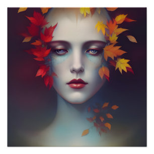 Beautiful Autumn Goddess Glossy Poster