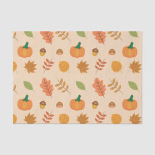 Beautiful Autumn Leaves and Orange Pumpkins Tissue Paper