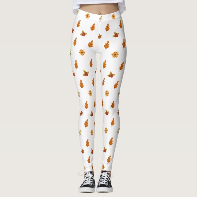 Beautiful Autumn Leaves Flowers Pattern Girly  Leggings (Front)