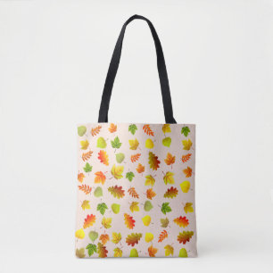 Beautiful Autumn Leaves on Beige Tote Bag