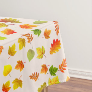 Beautiful Autumn Leaves on Light Beige Tablecloth