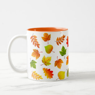 Beautiful Autumn Leaves on White Two-Tone Coffee Mug
