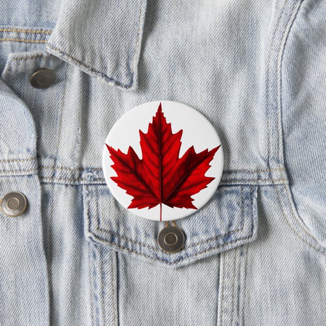 Beautiful Autumn Maple Leaf 3 Inch Round Button (In Situ)